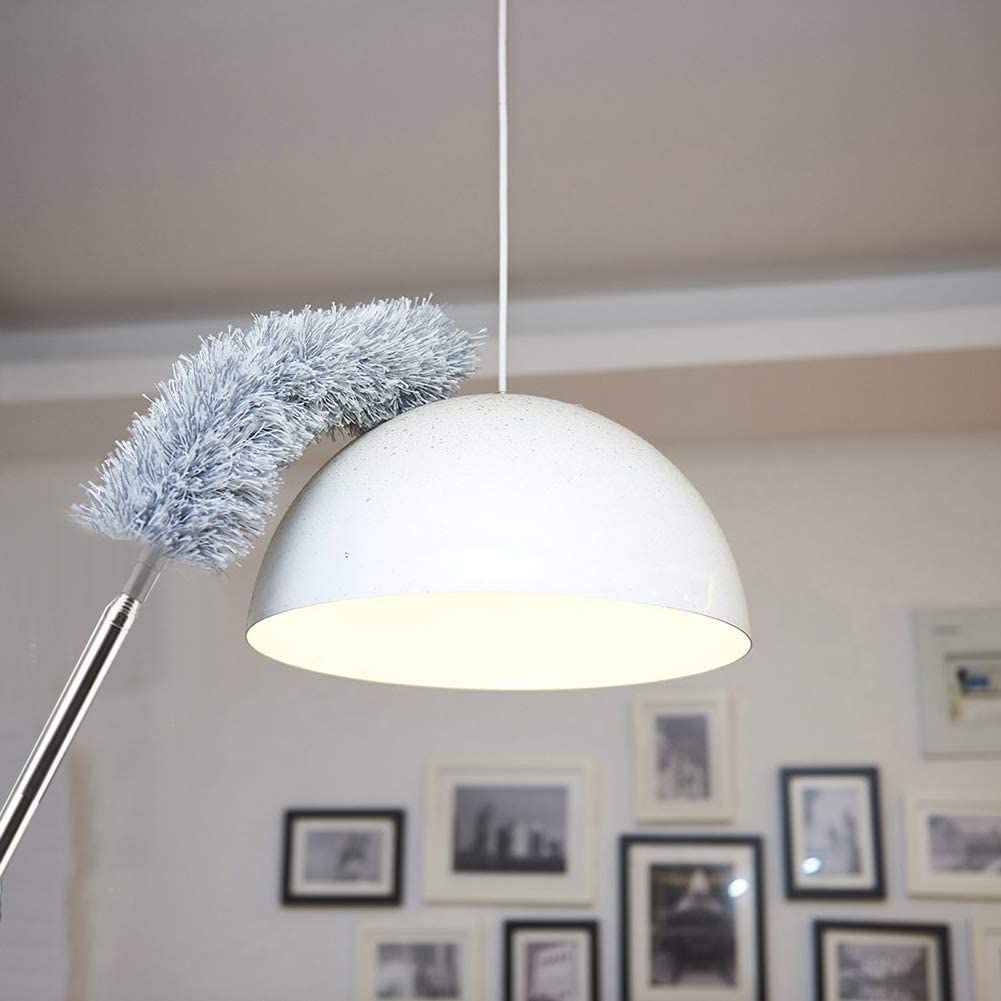 Upgraded Long Handle Microfiber Feather Ceiling Duster for Dust Cleaning with extendable Pole 30-100 Inch with Anti Scratch Bendable Head Brush for Cleaning High Cobweb Stick high Ceiling Fan